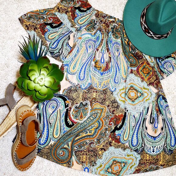 Umgee Brand Dress Paisley Print Size Medium - Picture 7 of 12